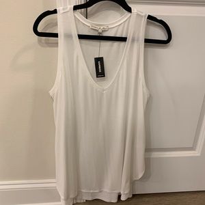 Express One Eleven White V Neck Tank NWT